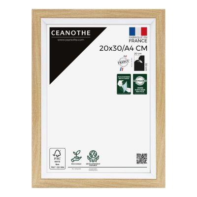 CEANOTHE Cadre photo bois blanc 20x30/A4 cm r&eacute;sine recycl&eacute;e