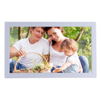 YONIS Cadre Photo Num&eacute;rique 18 pouces Digital Frame Ecran LED Dual Haut-parleur St&eacute;r&eacute;o + SD 16Go Blanc