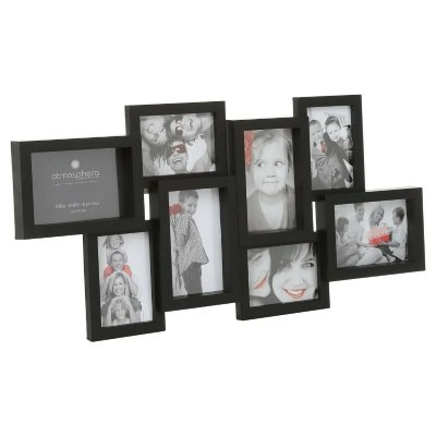 ATMOSPHERA CREATEUR D INTERIEUR Cadre photo P&ecirc;le-m&ecirc;le mural noir - 8 photos standards