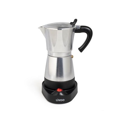 LIVOO Cafeti&egrave;re italienne &eacute;lectrique acier 6 tasses 18,3 x 14,5 x 25 cm