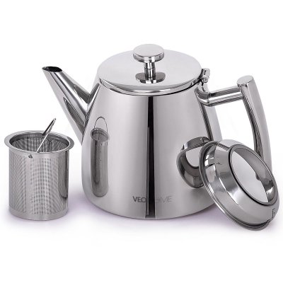 VEOHOME Cafeti&egrave;re italienne inox et verre  - 7 tasses - moka induction, induction, gaz, c&eacute;ramique