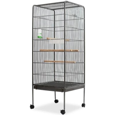 VIDAXL Cage &agrave; oiseaux Noir 54 x 54 x 146 cm Acier  Noir
