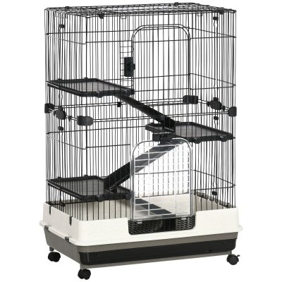 PAWHUT Cage pour cochons d'Inde chin 81x52x110cm Noir