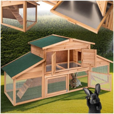 TECTAKE Cage XXL pour petits animaux &agrave; deux niveaux avec zone de repos 226x77x95,5cm
