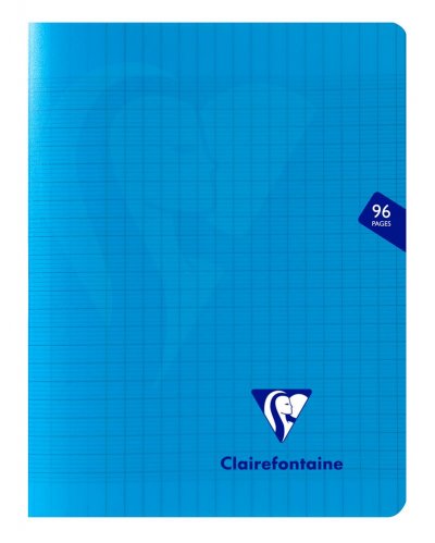 CLAIREFONTAINE Cahier de 96 pages s&eacute;y&egrave;s  Mimesys 17 x 22 cm Bleu