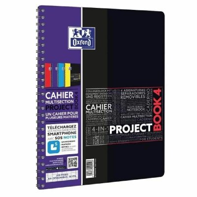 OXFORD Cahier  Projectbook - spiral&eacute; - couverture polypro - 200 pages - sey&egrave;s - 23,3 x 29,8 cm