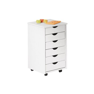Caisson sur roulettes - Blanc - Simon - Meuble 6 tiroirs pour bureau