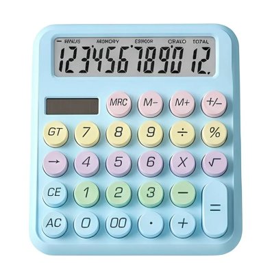 AVIZAR Calculatrice de Bureau 12 Chiffres Silencieuses Design Macaron Bleu