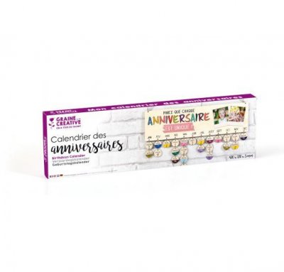 GRAINE CREATIVE Calendrier des Anniversaires en bois 40 x 12 cm