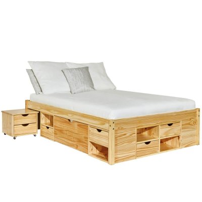 CALI - Lit 160x200cm multi-rangement Bois Massif - Altobuy 