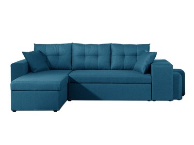 BESTMOBILIER California - canap&eacute; d'angle r&eacute;versible et convertible avec coffre de rangement - bleu canard