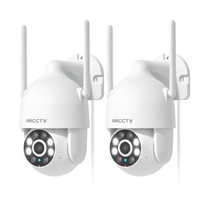 ARCCTV Cam&eacute;ra de Surveillance-Filaire 360&deg;PTZ 3MP-Audio Bidirectionnel, P2-2PCS