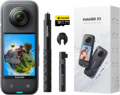 INSTA360 Cam&eacute;ra sport &eacute;tanche &agrave; 360&deg; avec capteurs 1/2 48 MP - X3 Creator Kit