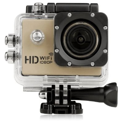 YONIS Cam&eacute;ra Wifi Sport Embarqu&eacute;e Plong&eacute;e Caisson Cam&eacute;scope 12Mp Full HD 1080P Or + SD 4Go