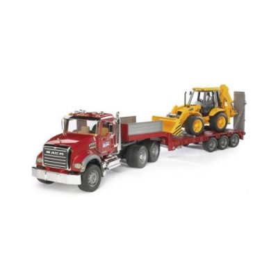 BRUDER Camion mack avec remorque et tractopelle -  02813