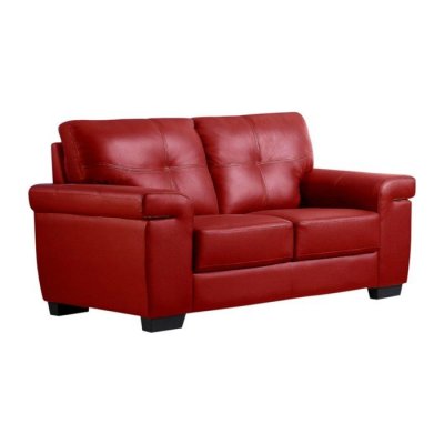VENTE UNIQUE Canap&eacute; 2 places en cuir HAZEL - Rouge - Rouge