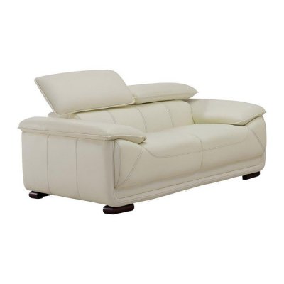 VENTE UNIQUE Canap&eacute; 2 places en cuir macelo - Ivoire - Ivoire