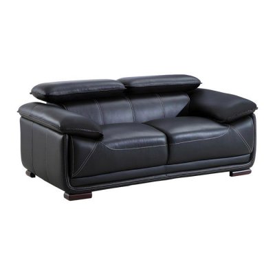 VENTE UNIQUE Canap&eacute; 2 places en cuir MACELO - Noir - Noir