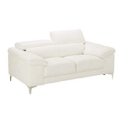 VENTE UNIQUE Canap&eacute; 2 places en cuir SOLANGE - Blanc - Blanc