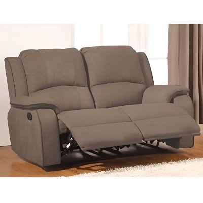 VENTE UNIQUE Canap&eacute; 2 places relax en microfibre HERNANI - Taupe 