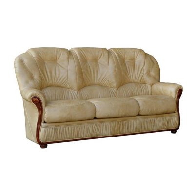 VENTE UNIQUE Canap&eacute; 3 places 100% cuir de buffle DAPHNE - Beige 