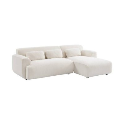 SWEEEK Canap&eacute; 3 places, angle droit, tissu bouclette 