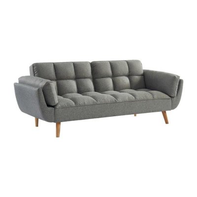 VENTE UNIQUE Canap&eacute; 3 places convertible clic-clac en tissu LOELINE - Gris chin&eacute; 