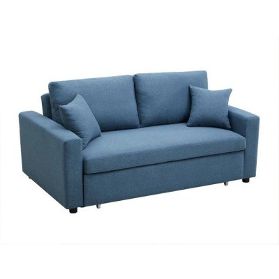 VENTE UNIQUE Canap&eacute; 3 places convertible en tissu INIZOR - Bleu 