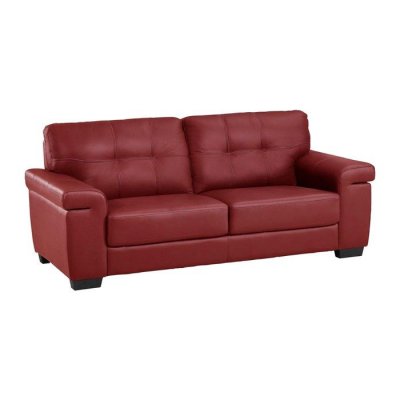 VENTE UNIQUE Canap&eacute; 3 places en cuir HAZEL - Rouge - Rouge