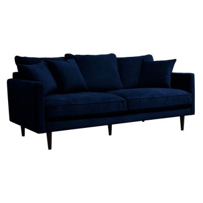 ATMOSPHERA Canap&eacute; 3 Places en Velours - Bleu Encre - L 1m94 - Marque 