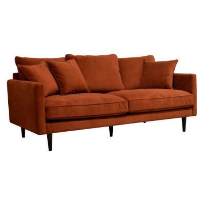 ATMOSPHERA Canap&eacute; 3 Places en Velours ""Candice"" 194cm Ambre Orange