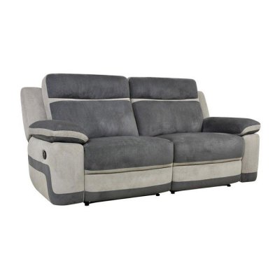 VENTE UNIQUE Canap&eacute; 3 places relax en microfibre TALCA - Anthracite et gris clair 