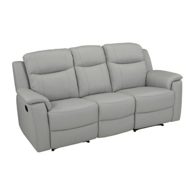 VENTE UNIQUE Canap&eacute; 3 places relax evasion en cuir - Gris clair - Gris clair