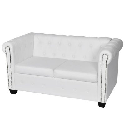 VIDAXL Canap&eacute; &agrave; 2 places cuir synth&eacute;tique blanc