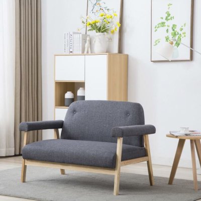 VIDAXL Canap&eacute; &agrave; 2 places Tissu Gris fonc&eacute;  Dark grey