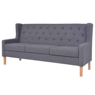 VIDAXL Canap&eacute; &agrave; 3 places Tissu Gris - 