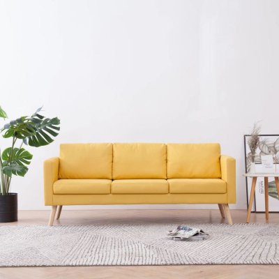VIDAXL Canap&eacute; &agrave; 3 places Tissu Jaune  Yellow