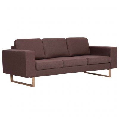 VIDAXL Canap&eacute; &agrave; 3 places Tissu Marron  - Brown