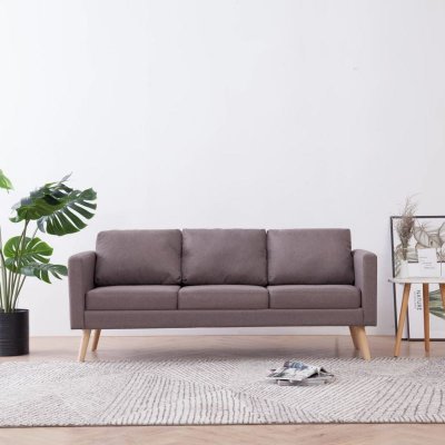 VIDAXL Canap&eacute; &agrave; 3 places Tissu Taupe  Taupe