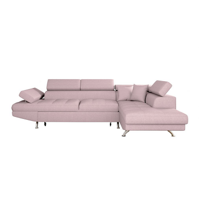 Canap&eacute; angle droit convertible avec coffre en tissu - Vieux rose