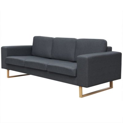 VIDAXL Canap&eacute; avec 3 places tissu gris fonc&eacute;