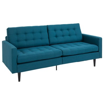 HOMCOM Canap&eacute; convertible 2 places dossiers inclinables lin bleu canard