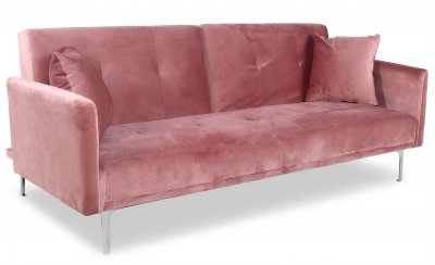 COTECOSY Canap&eacute; convertible 3 places Carla Velours Rose 
