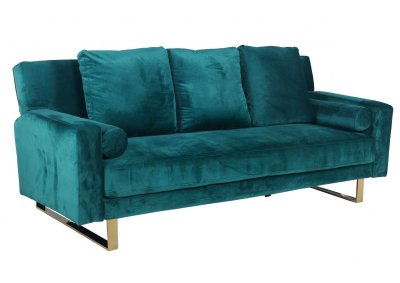 NON RENSEIGNE Canap&eacute; convertible clic-clac Djobi Velours Vert Pied Or