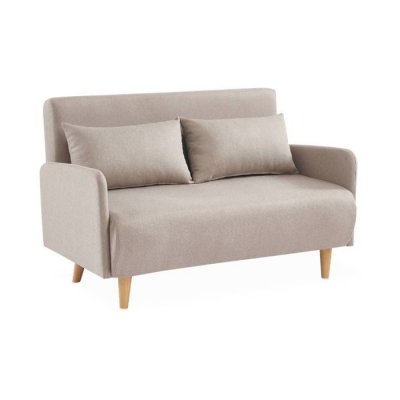 SWEEEK Canap&eacute; convertible en tissu beige l Alice's Garden