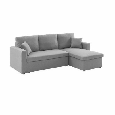 SWEEEK Canap&eacute; d'angle convertible 3 places en tissu gris clair