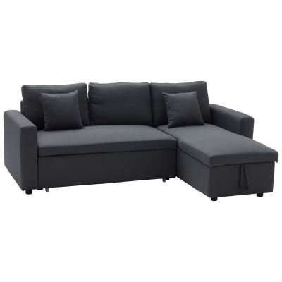 HAPPY GARDEN Canap&eacute; d'angle convertible CLARK 3 places gris chin&eacute; - Gris