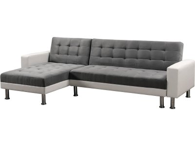 HABITAT ET JARDIN Canap&eacute; d'angle convertible et r&eacute;versible ""Theo"" - 4 places - Blanc et Gris