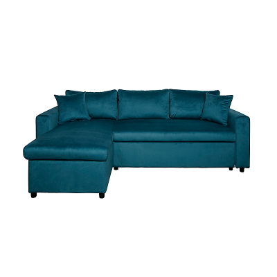 Canap&eacute; d'angle convertible et r&eacute;versible  tissu aspect velours 3 places MATHILDE