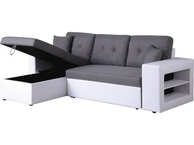 HABITAT ET JARDIN canap&eacute; d'angle convertible/r&eacute;versible axel - 3 places - blanc/gris 